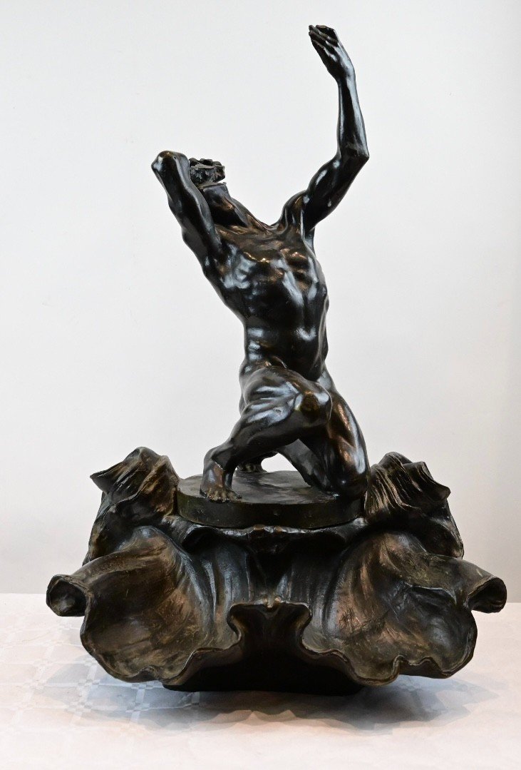 Alfredo Biagini - ATLANTE - scultura in bronzo - Italia 1920